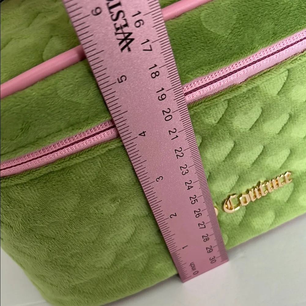 Juicy Couture Green and Pink Velour Cosmetic Case/Bag